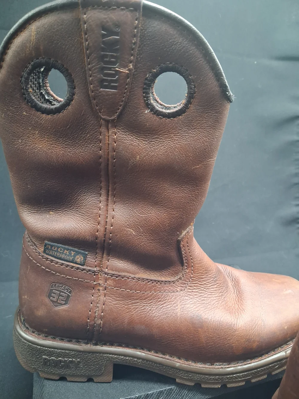Rocky Brown Leather Pull-On Work Boots